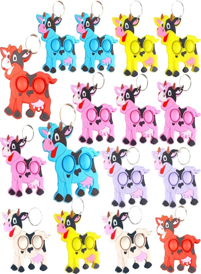 HOZKEAP 24 Packs Bulk Fidget Bubble Mini Pop Cow Animals Keychain, Holiday Party Favors Supplies Classroom summer Student gifts - Image 1